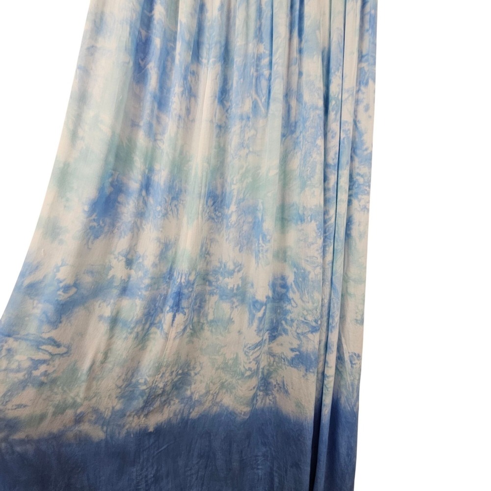 Tiare Hawaii Maxi Dress One Size Blue Tie Dye Strapless Smocked Boho Stretch - Picture 7 of 10